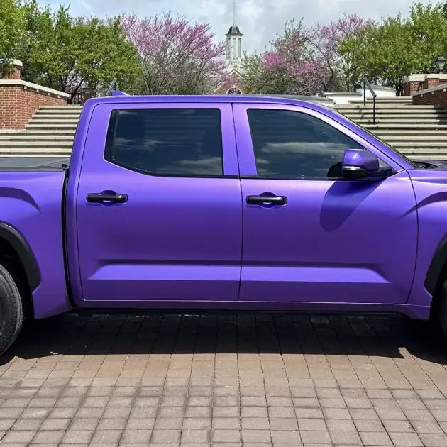 Avery purple matte metallic truck wrap