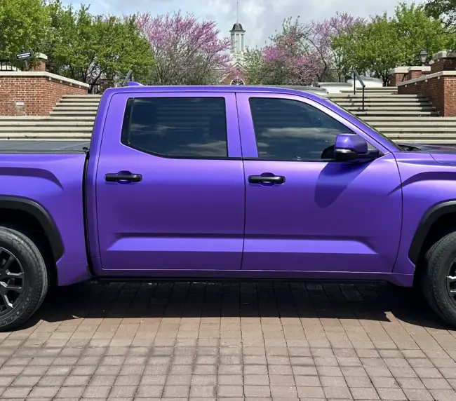 Avery purple matte metallic truck wrap