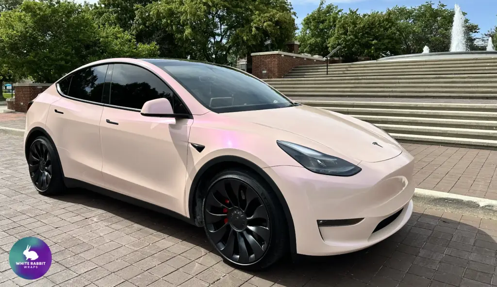 Tesla Model Y pink car wrap