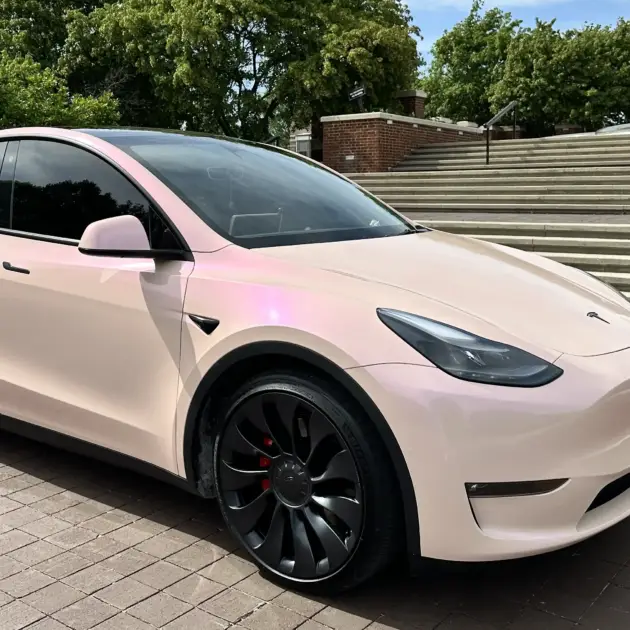 Tesla Model Y pink car wrap